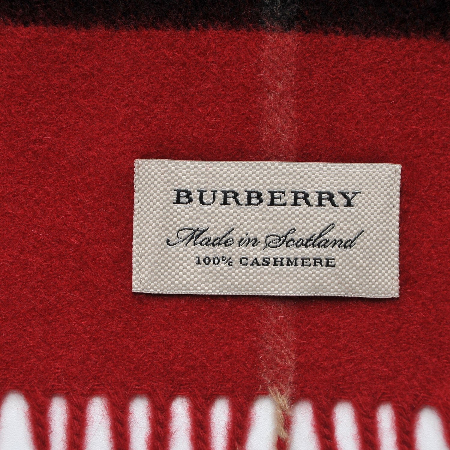Burberry Cashmere Giant Heritage Check Fringe Scarf Red 4 of 6