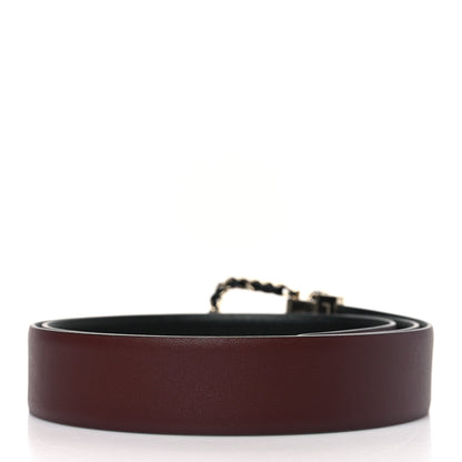 Chanel Calfskin Lambskin Metal Chain Reversible Belt 90 36 Black Burgundy 3 of 8