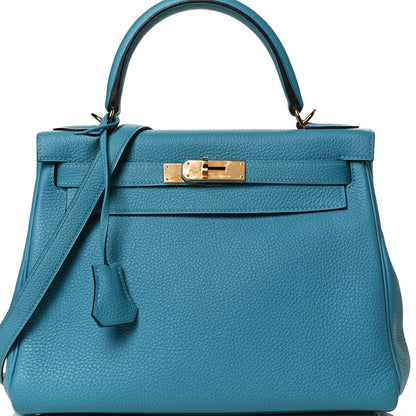 Hermes Togo Kelly Retourne 32 Turquoise 7 of 11