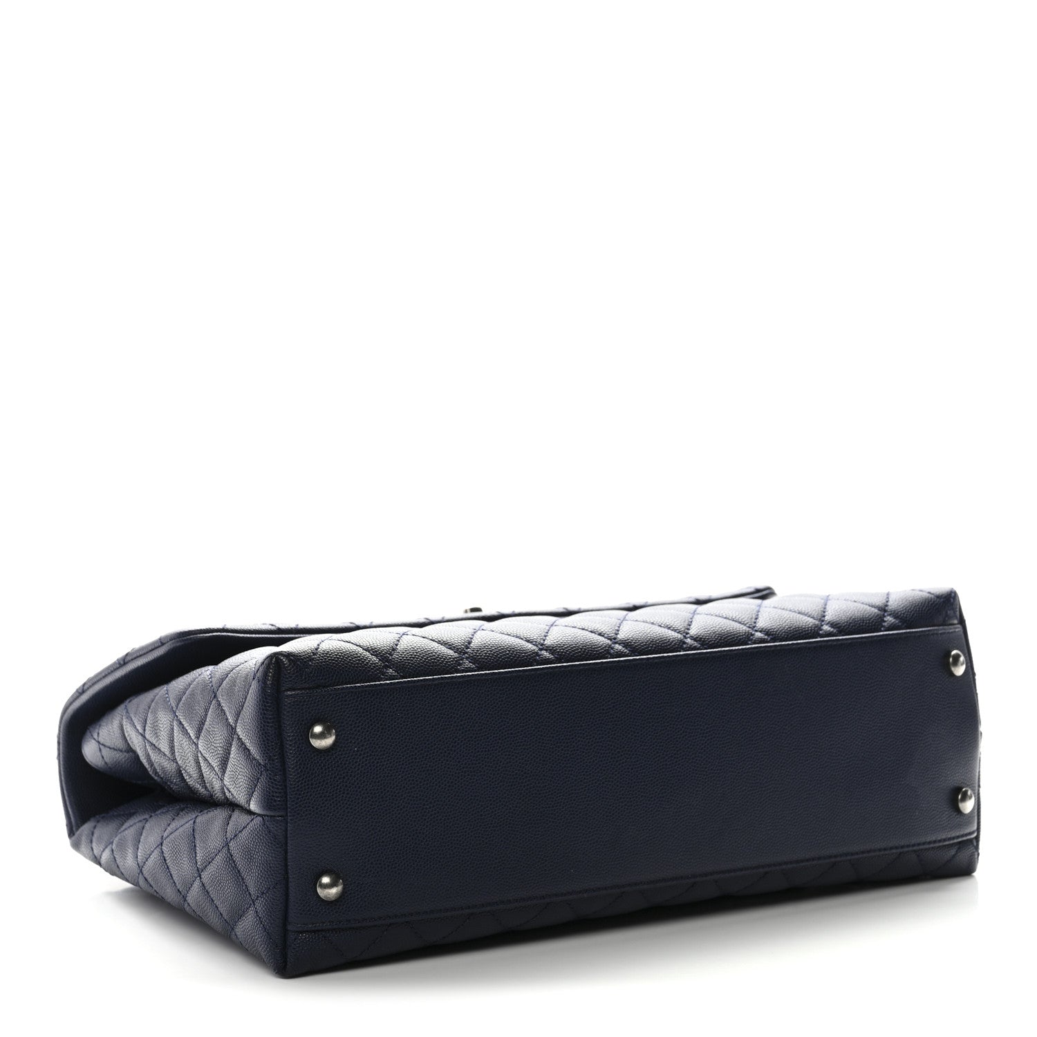 Chanel Caviar Lizard Quilted Medium Coco Handle Flap Navy 4 of 10