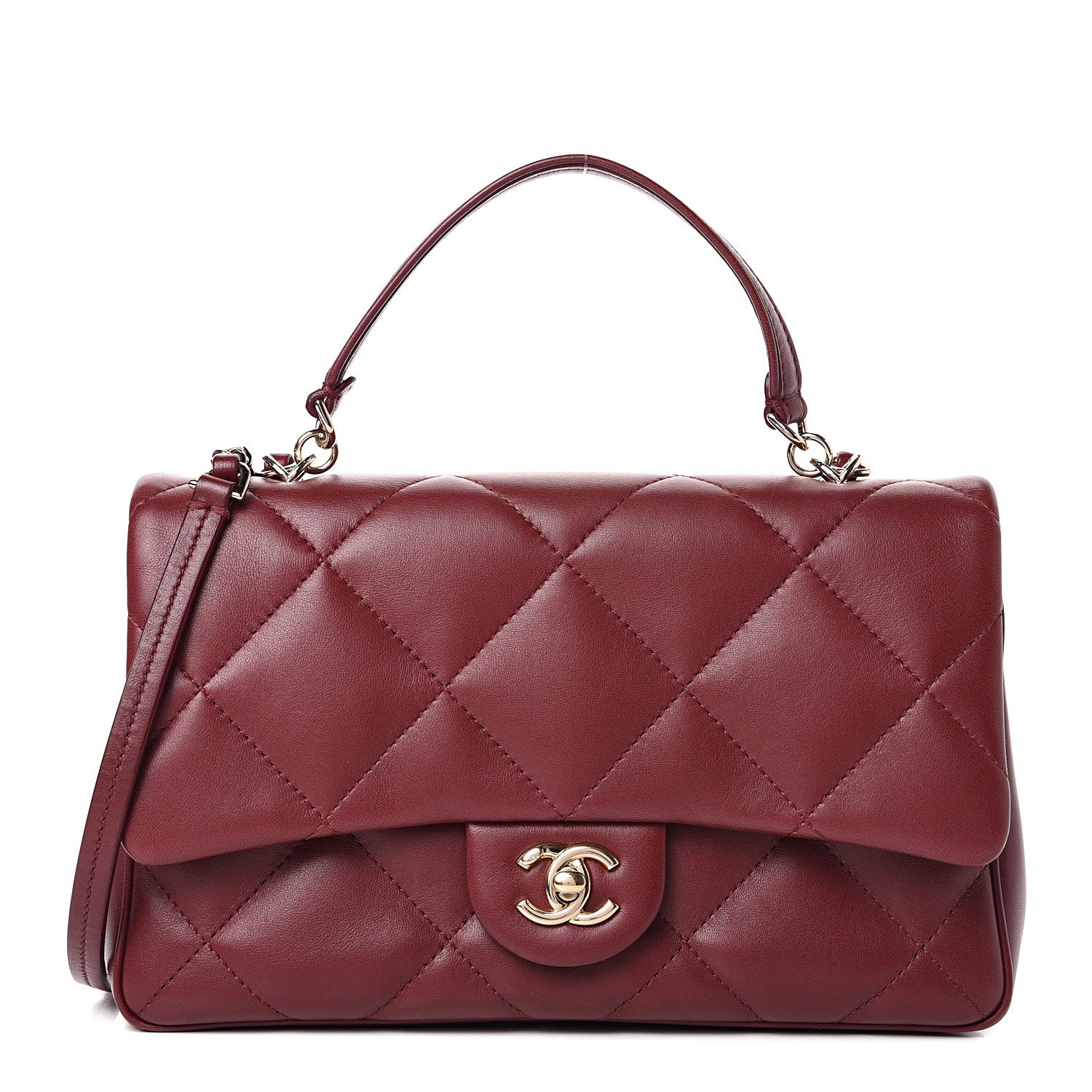 Chanel Lambskin Quilted Easy Carry Flap Burgundy 1 of 15