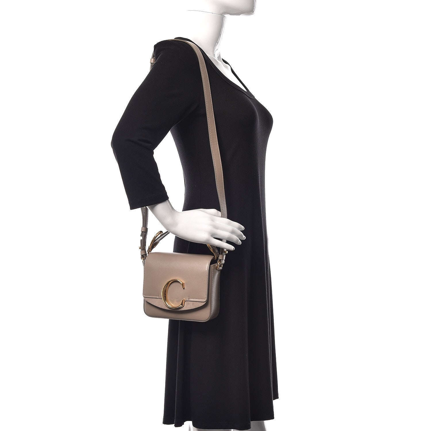 Chloe Shiny Calfskin Suede Mini C Bag Motty Grey 2 of 11
