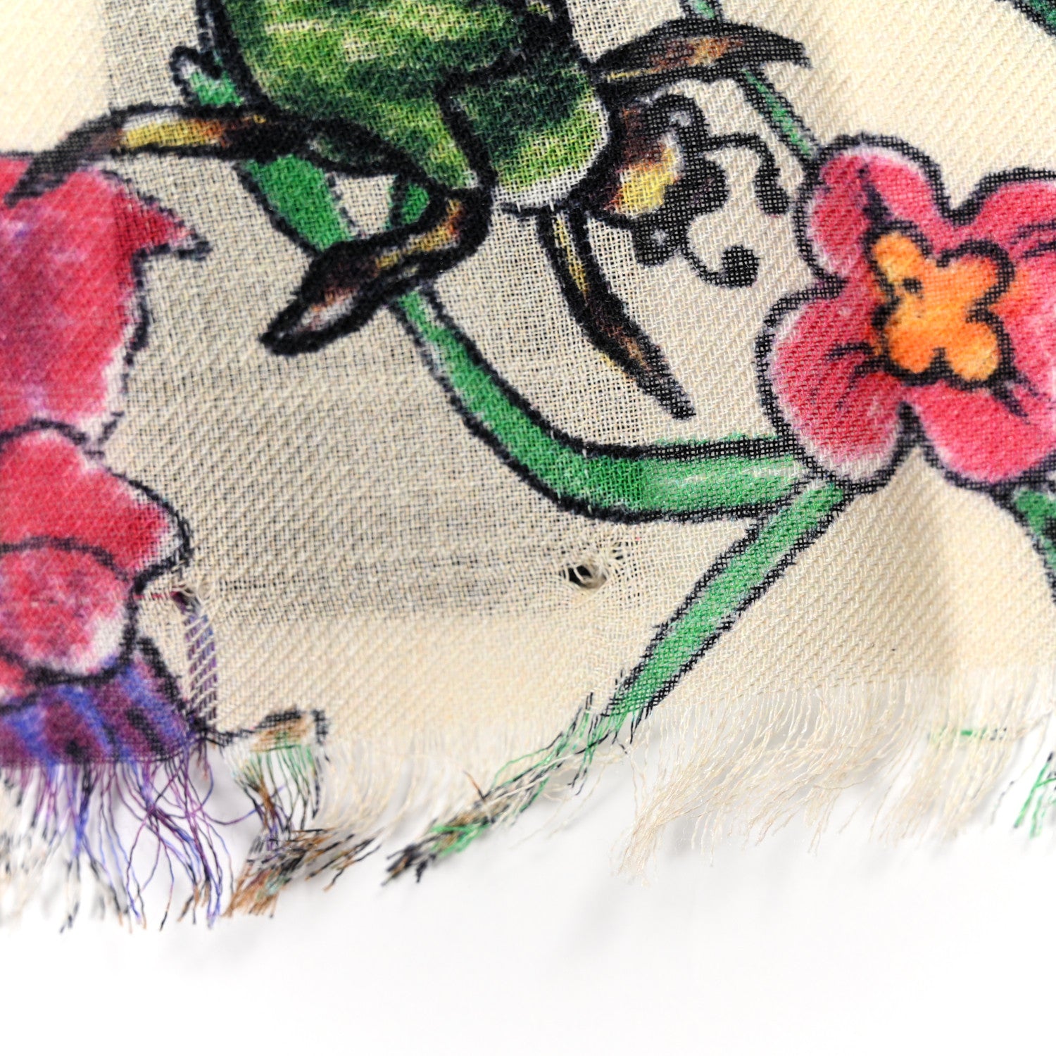 Gucci Wool Floral Print Shawl Multicolor 4 of 4