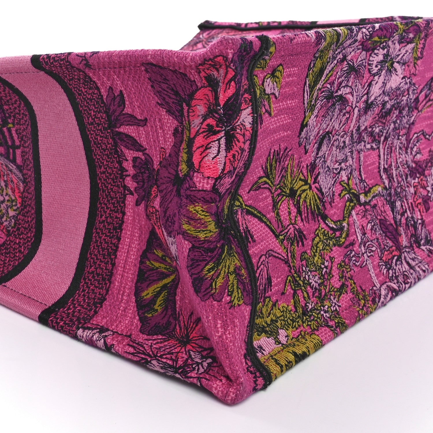Christian Dior Canvas Embroidered Medium Toile de Jouy Voyage Book Tote Fuchsia Multicolor 8 of 9