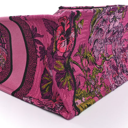 Christian Dior Canvas Embroidered Medium Toile de Jouy Voyage Book Tote Fuchsia Multicolor 8 of 9