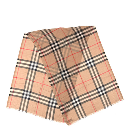 Burberry Wool Silk Gauze Giant Check Lightweight Scarf Archive Beige 2 of 4