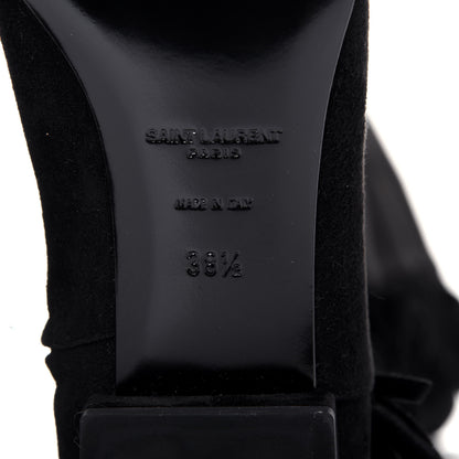 Saint Laurent Suede Goatskin BB 20 Over The Knee Fringed Boots 38.5 Black 6 of 9