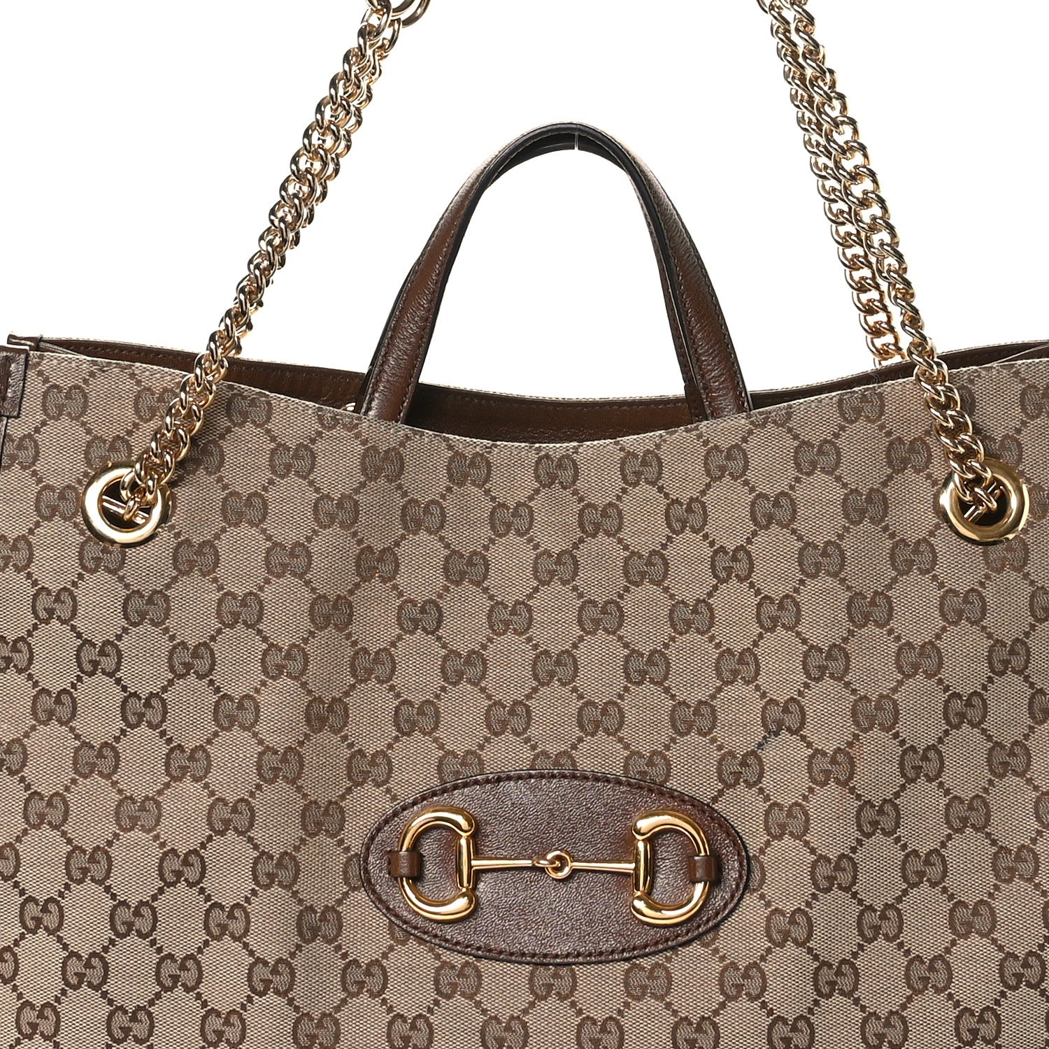 Gucci Monogram Calfskin Large Horsebit 1955 Tote Bag Beige Brown Sugar 8 of 13