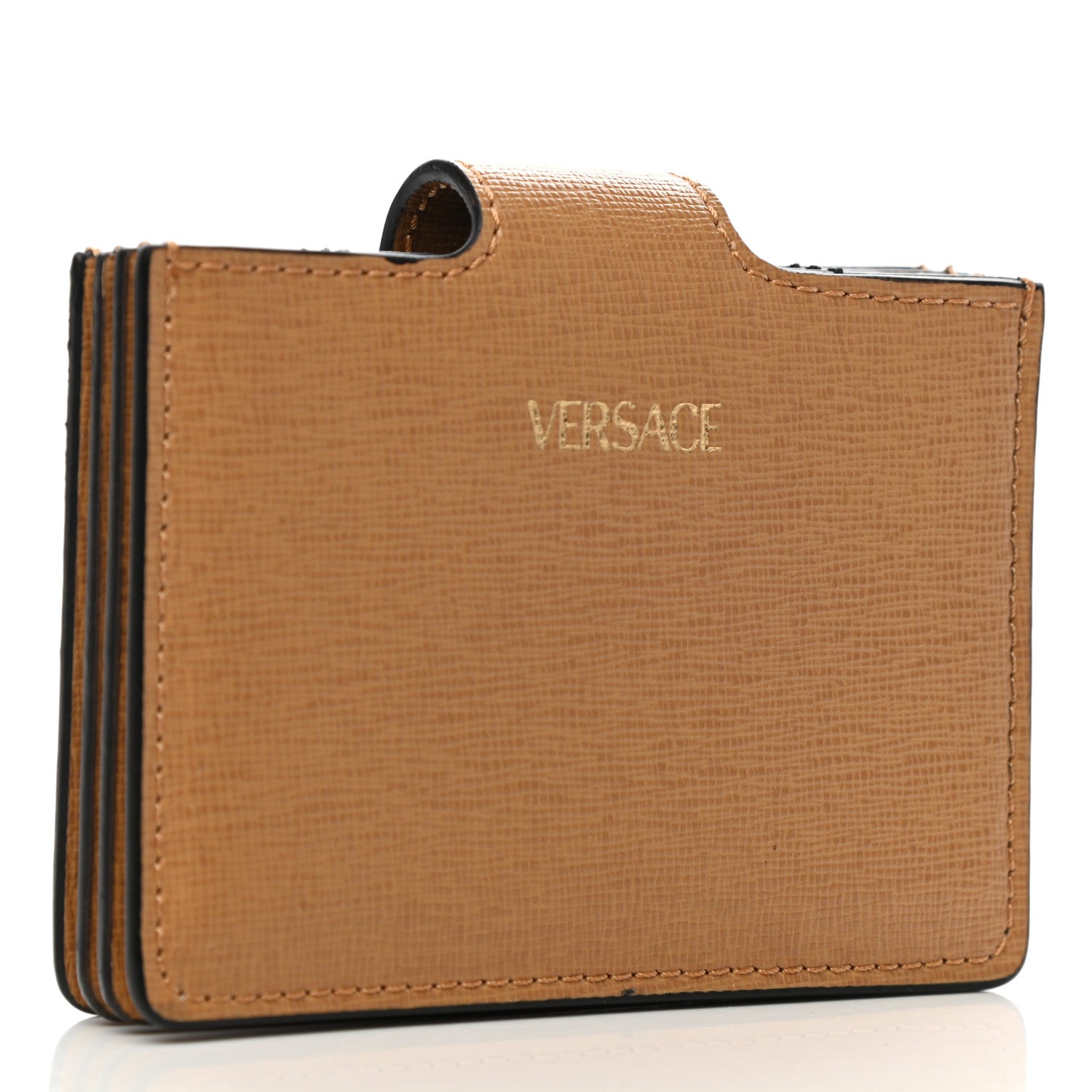 Versace Saffiano Virtus Accordion Wallet Camel 3 of 10