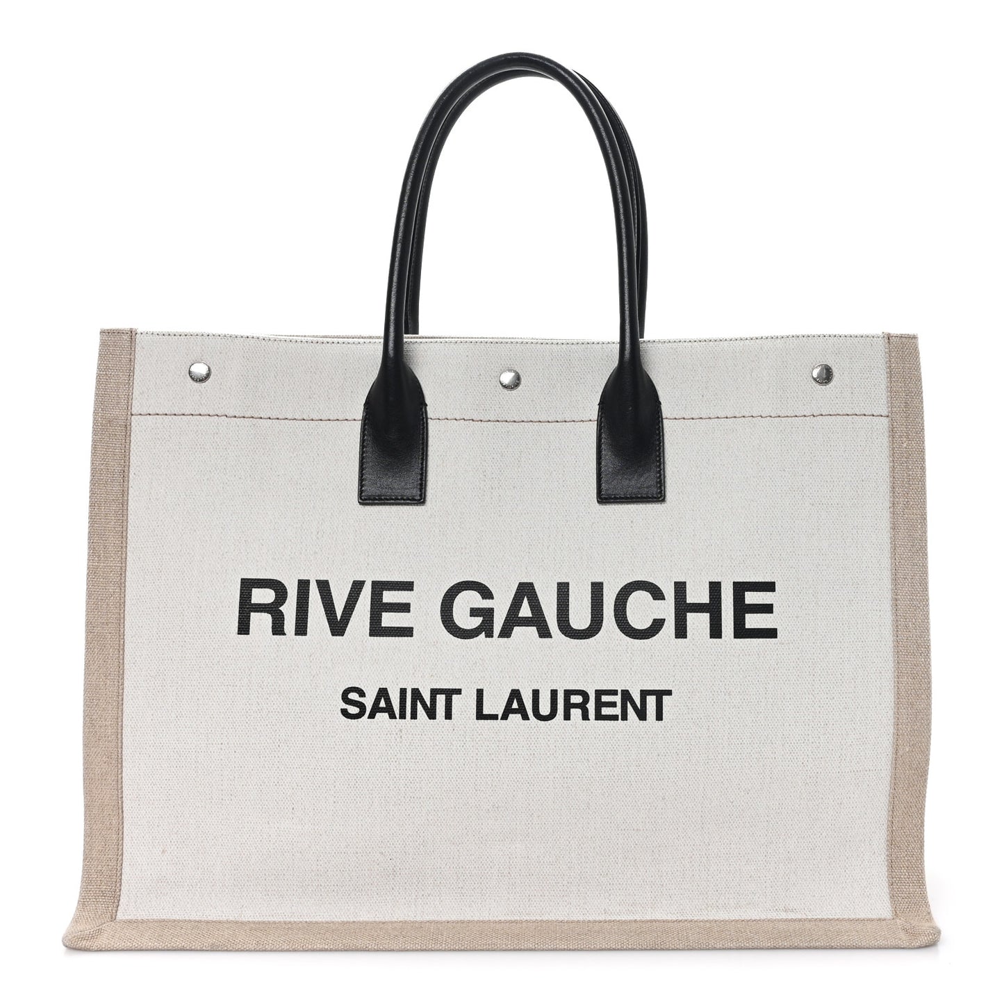 Linen Calfskin Rive Gauche Tote Greggio Natural