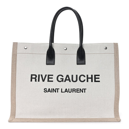 Saint Laurent Linen Calfskin Rive Gauche Tote Greggio Natural 1 of 10