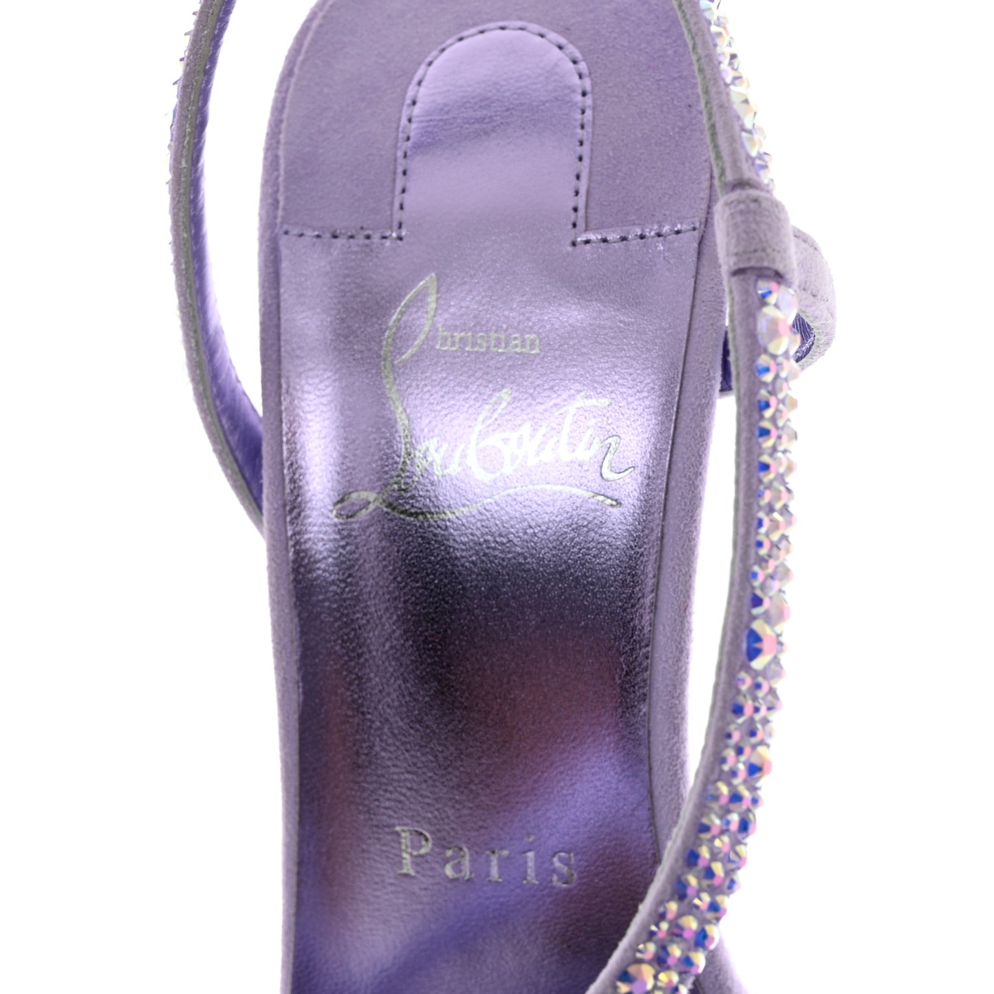 Suede Crystal Strass Rosalie 100 Sandals 38.5 Lilac Smoke