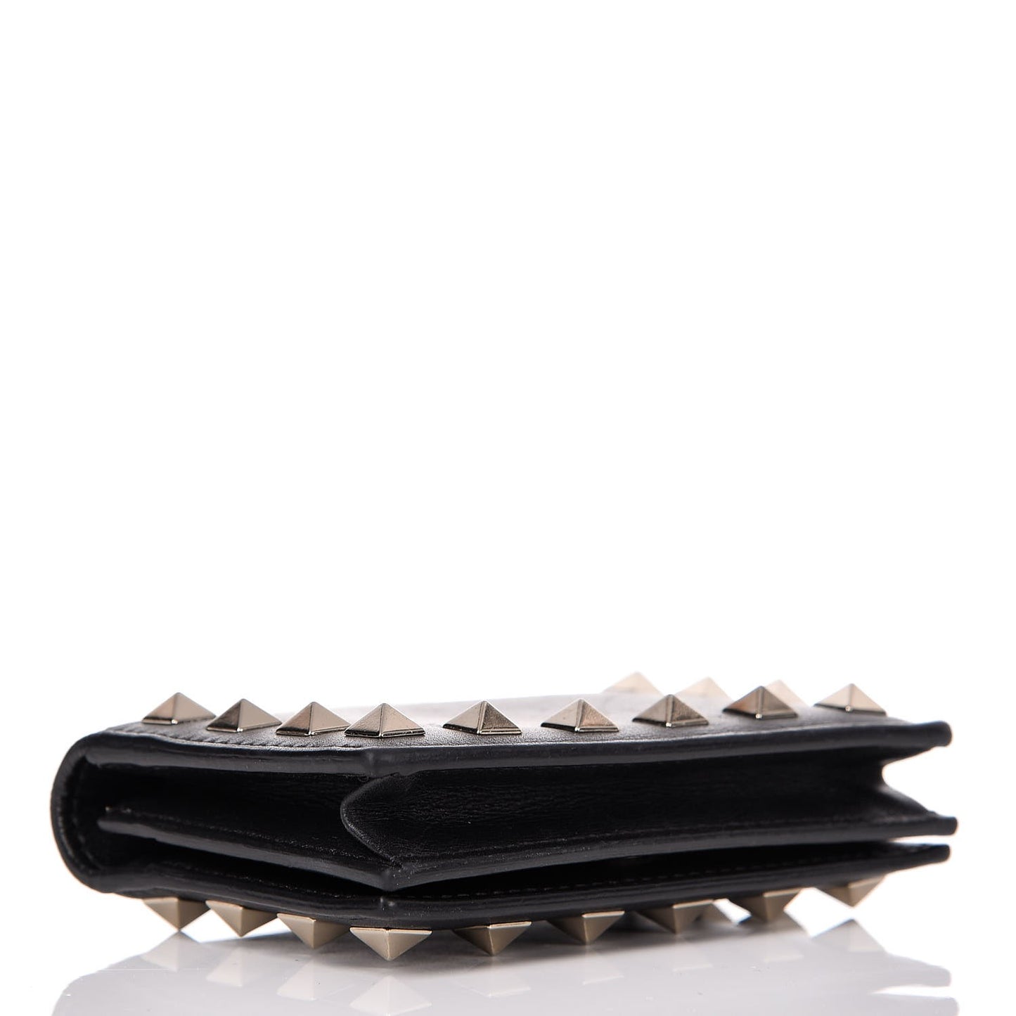 Calfskin Rockstud Bi-Fold Card Holder Black
