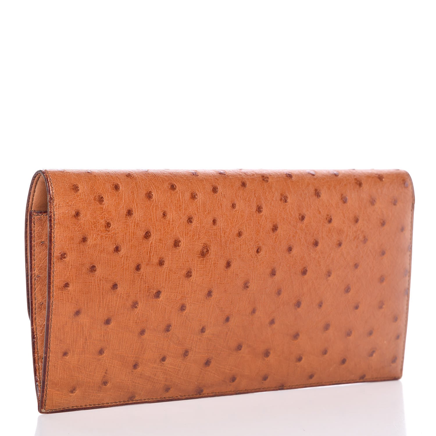Hermes Ostrich Envelope Clutch Bag Cognac 3 of 10