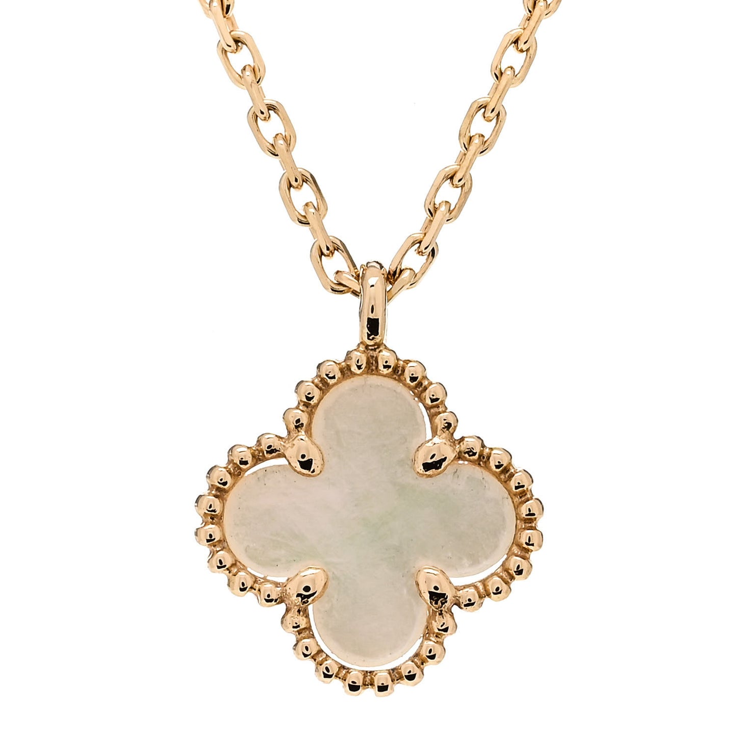 18K Yellow Gold Mother of Pearl Sweet Alhambra Pendant Necklace