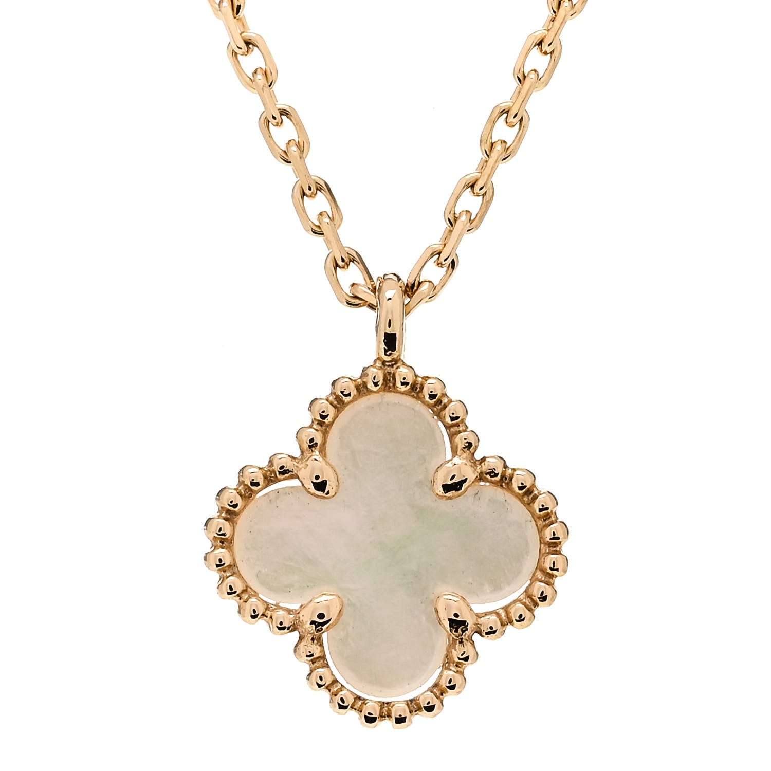 Van Cleef & Arpels 18K Yellow Gold Mother of Pearl Sweet Alhambra Pendant Necklace 6 of 8