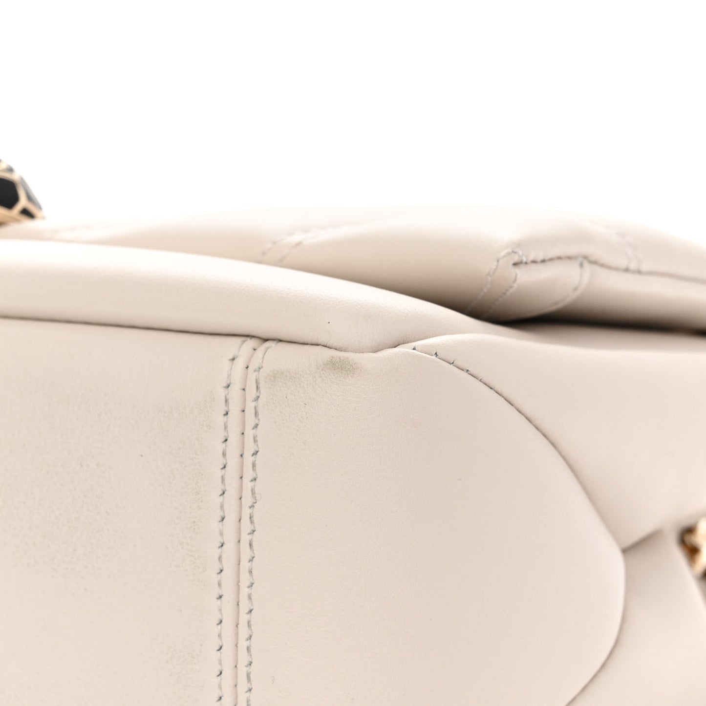 Calfskin Matelasse Small Serpenti Cabochon Shoulder Bag White