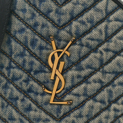 Saint Laurent Denim Quilted Monogram Round Crossbody Bag Rodeo Blue 8 of 11