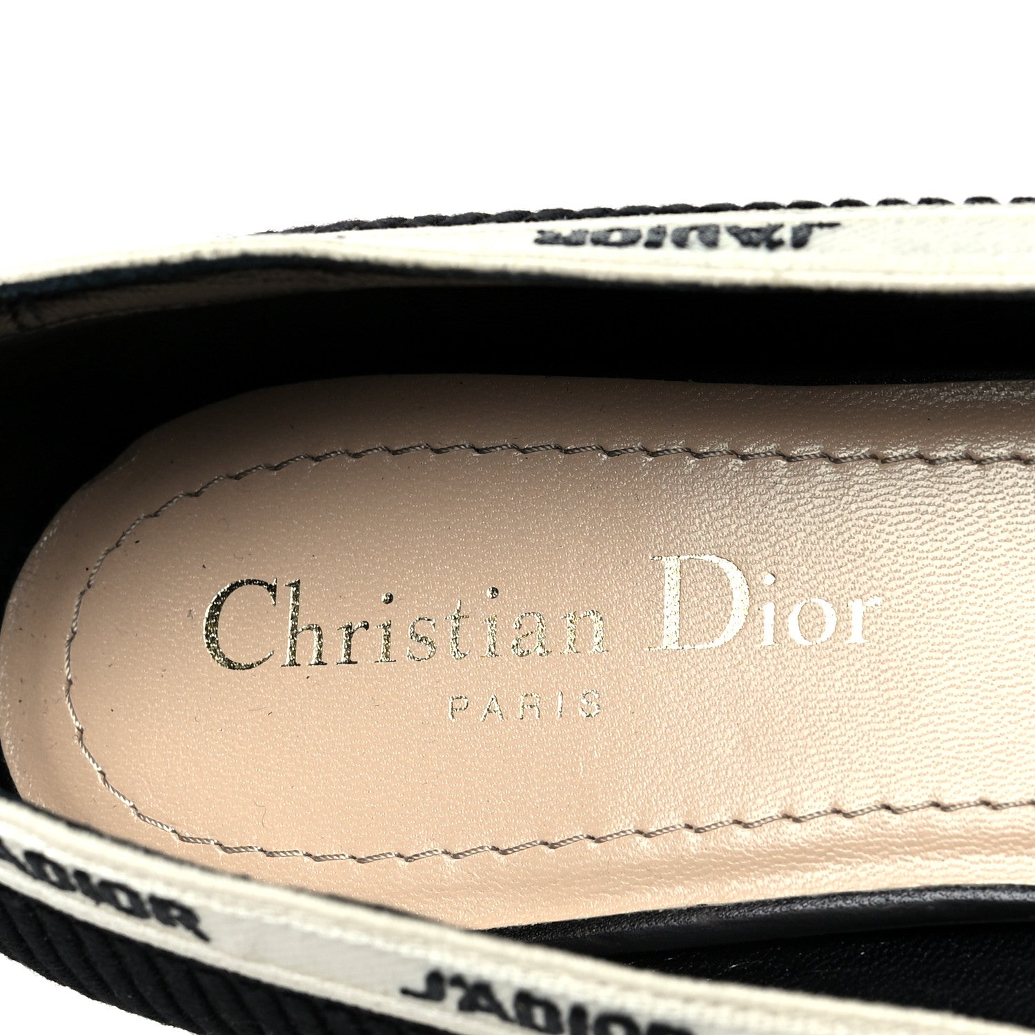 Christian Dior Fabric Ribbon Embroidered J'Adior Ballet Flats 39.5 Black 7 of 8