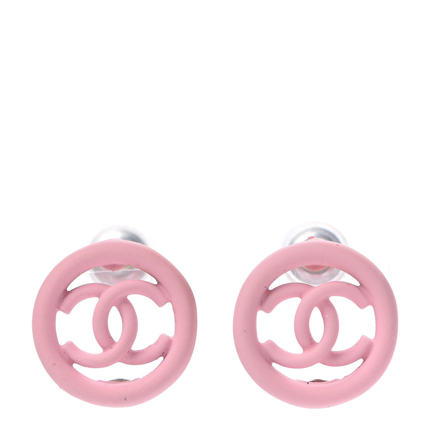 Rubber CC Earrings Pink