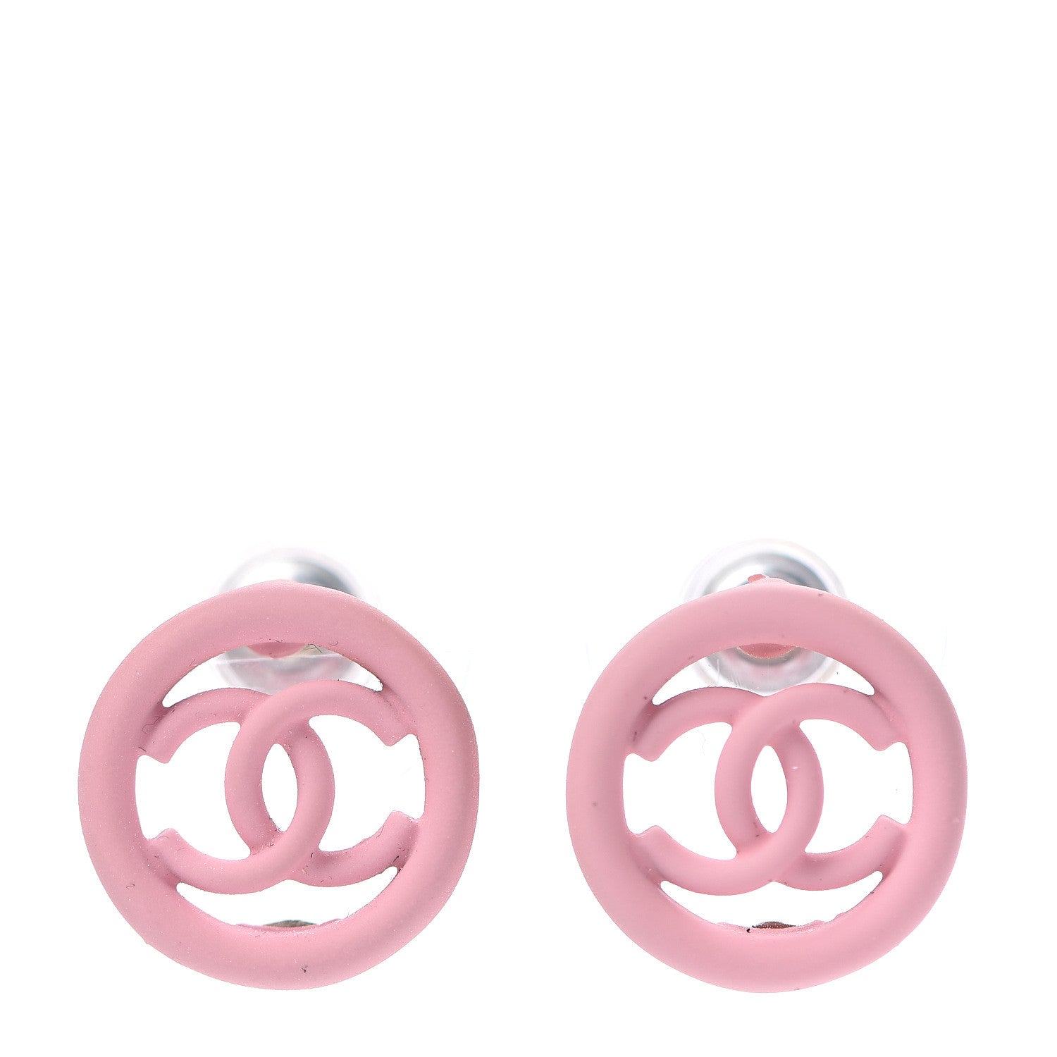 Chanel Rubber CC Earrings Pink 1 of 5
