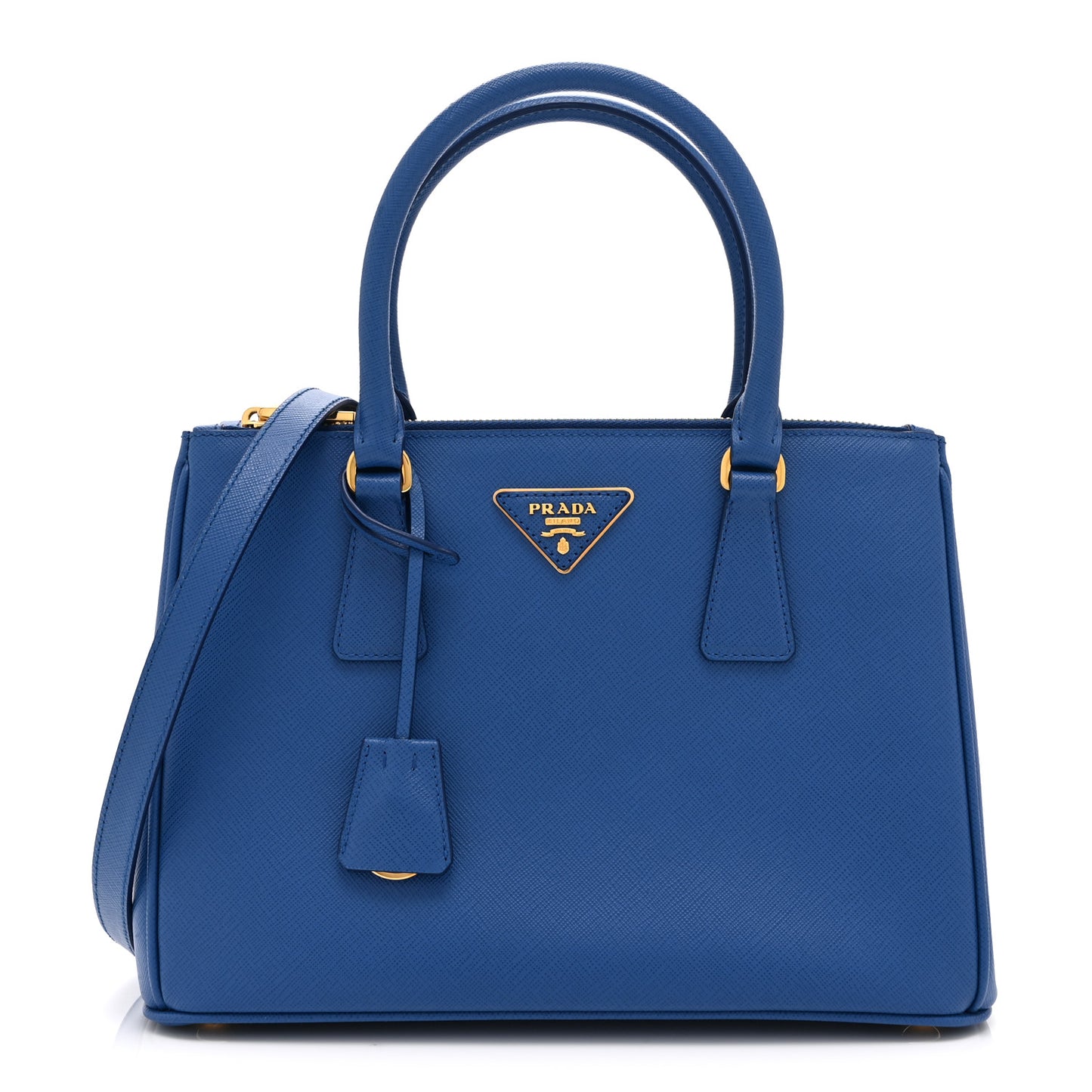 Saffiano Lux Small Galleria Double Zip Tote Bluette