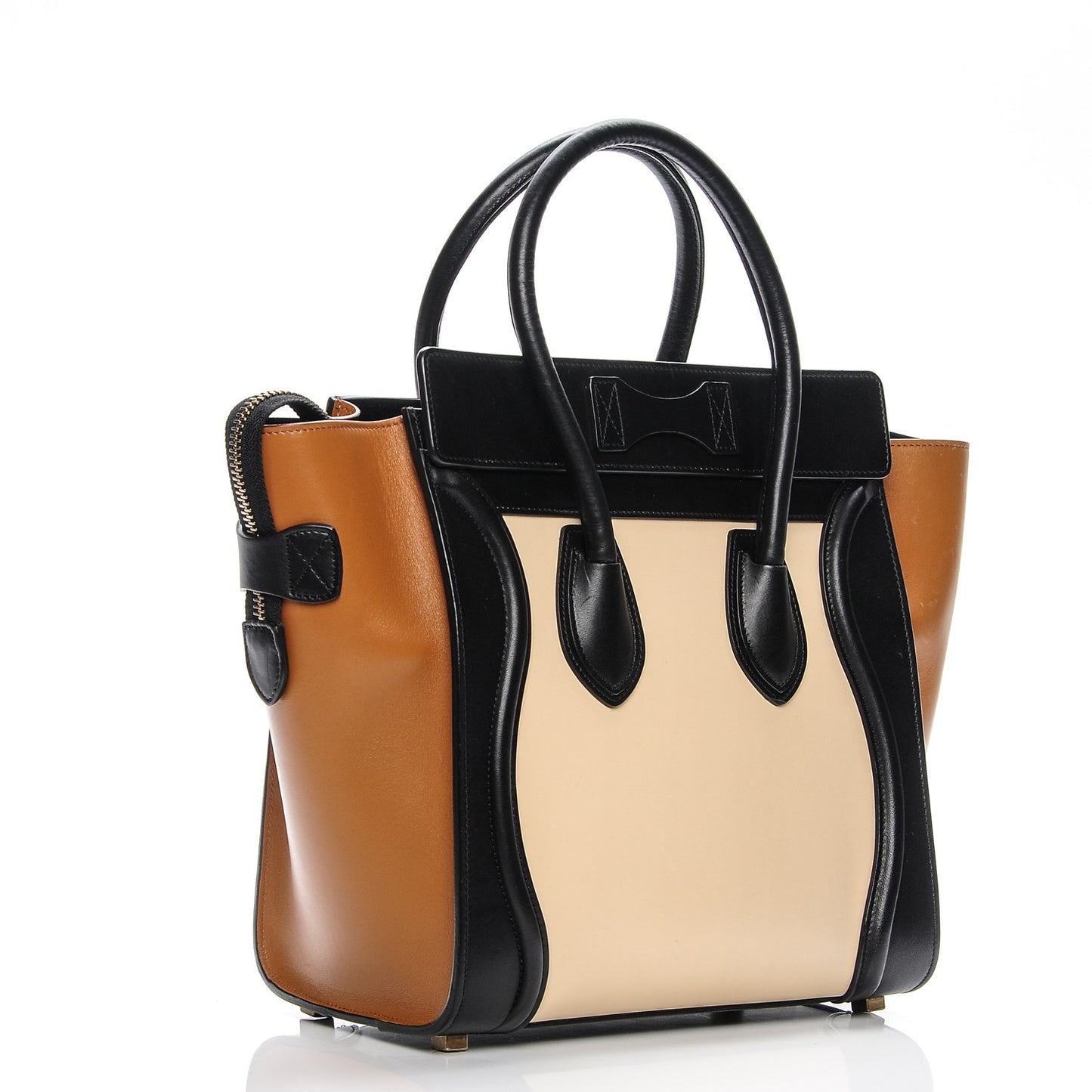 Satin Calfskin Micro Tri-Color Luggage Seashell