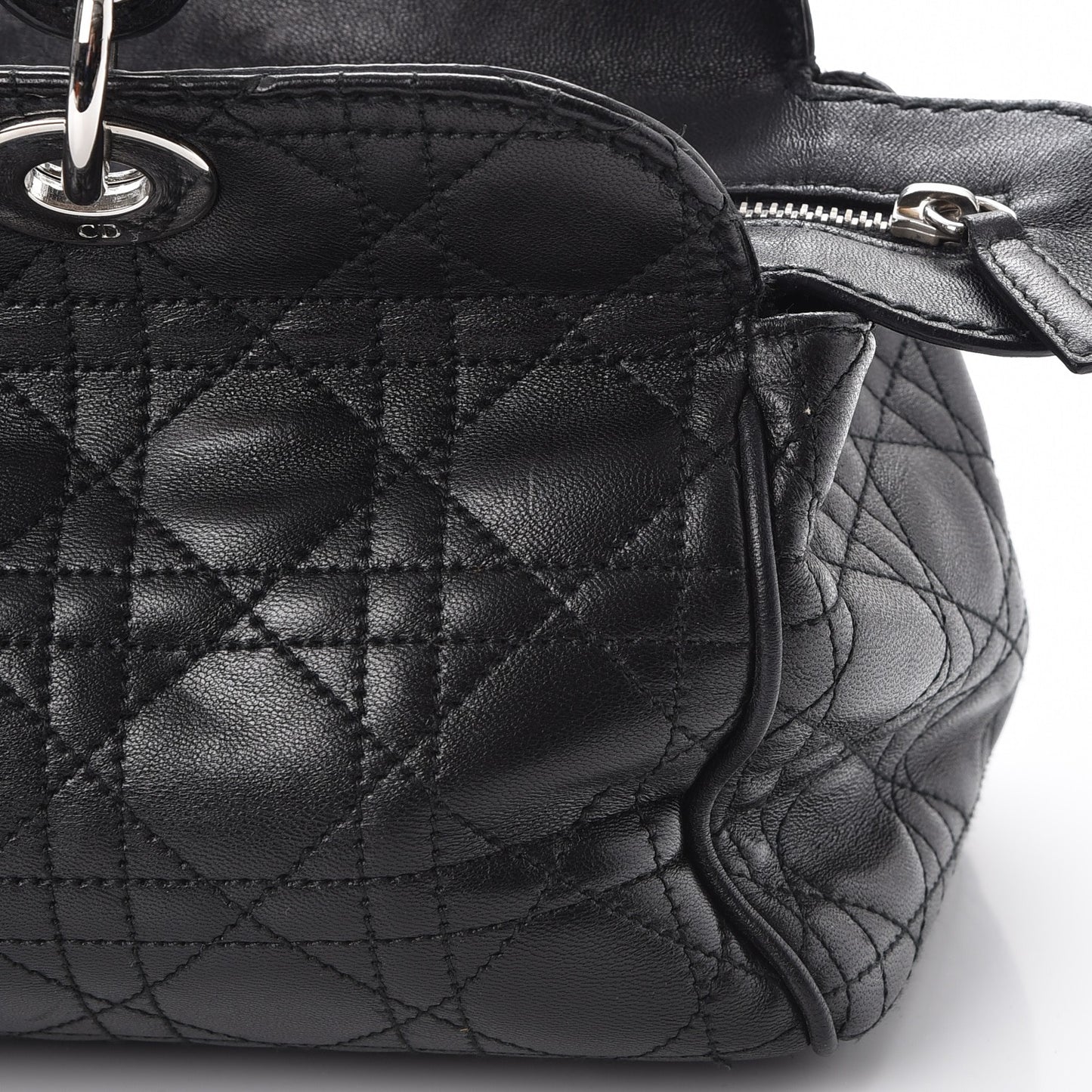 Lambskin Cannage Satchel Black