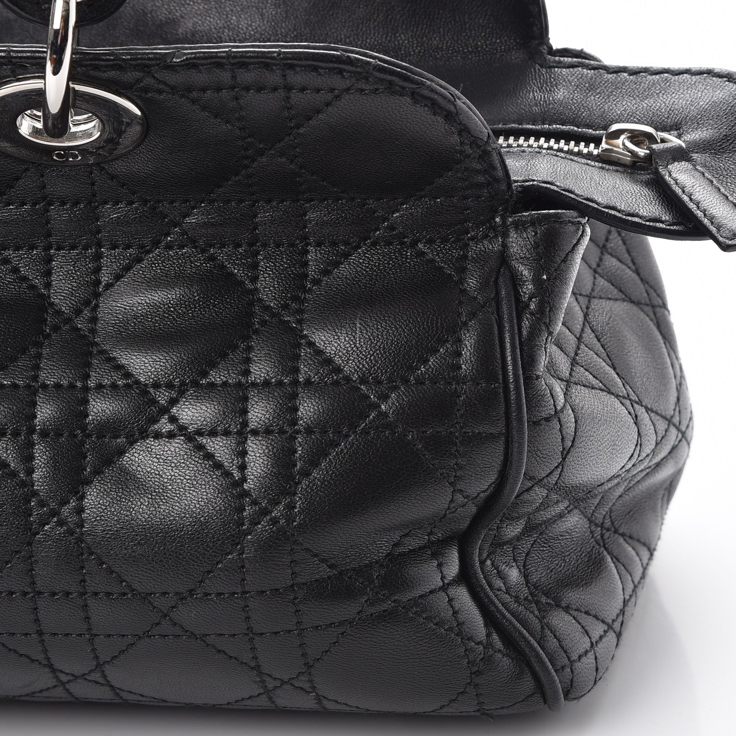 Christian Dior Lambskin Cannage Satchel Black 9 of 9