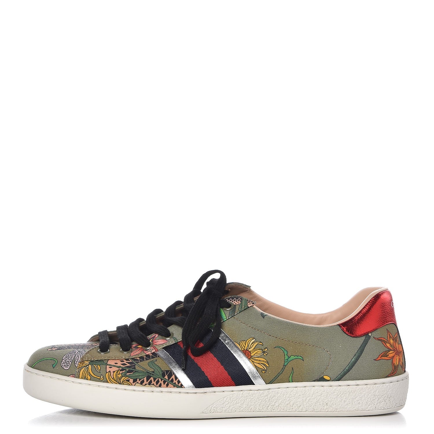 Gucci Canvas Web Flora Snake Print Mens Ace Sneakers 10.5 1 of 12