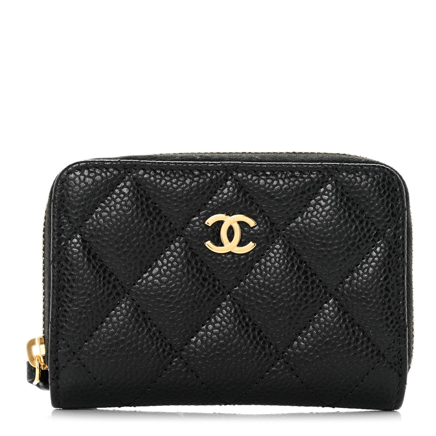 Caviar Quilted Classic Zipped Coin Purse Black