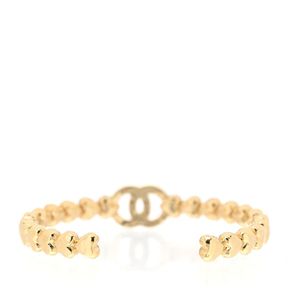 Chanel Crystal CC Heart Link Cuff S Bracelet Gold 3 of 5