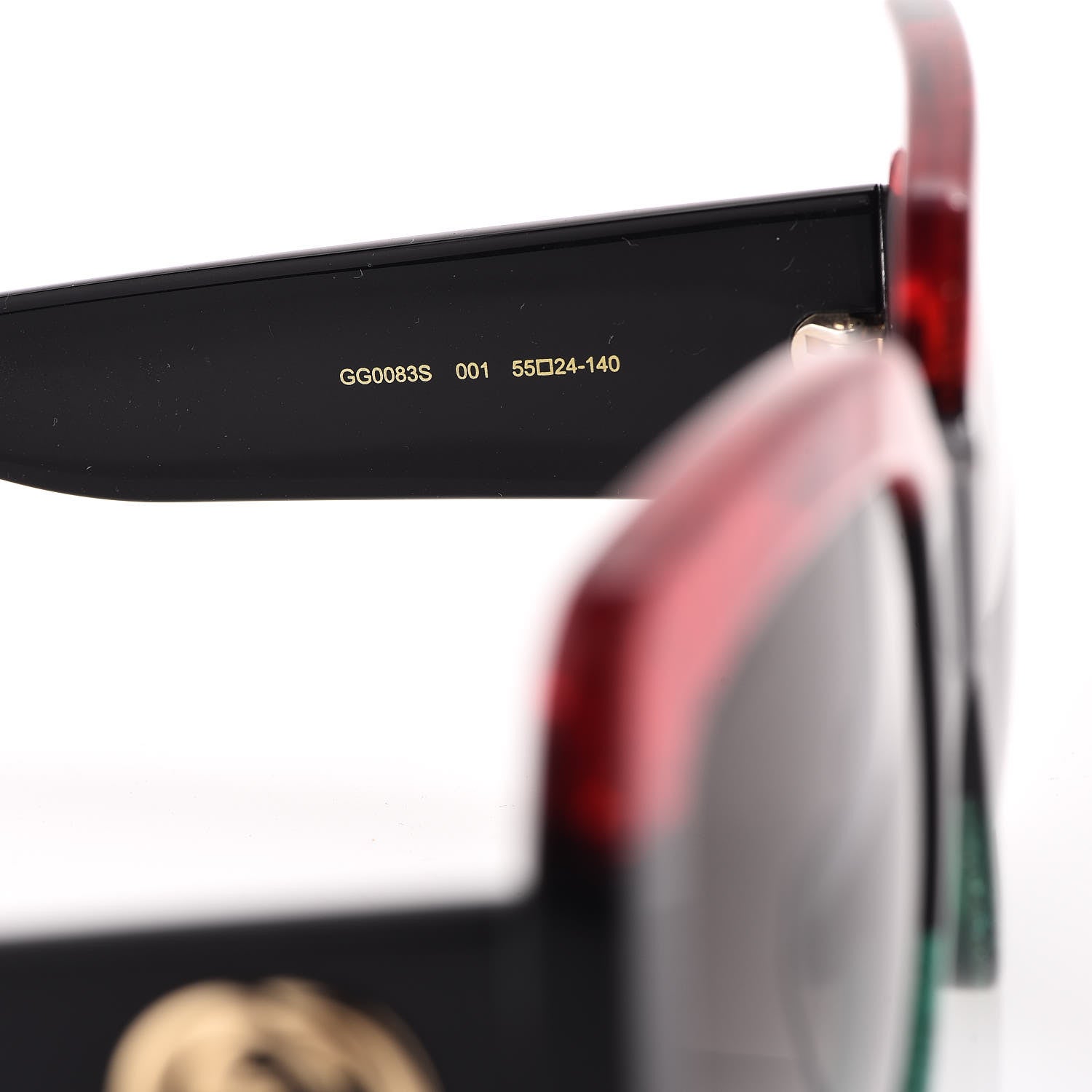 Gucci Square Frame GG0083S Sunglasses Glitter Red Black Green 5 of 8