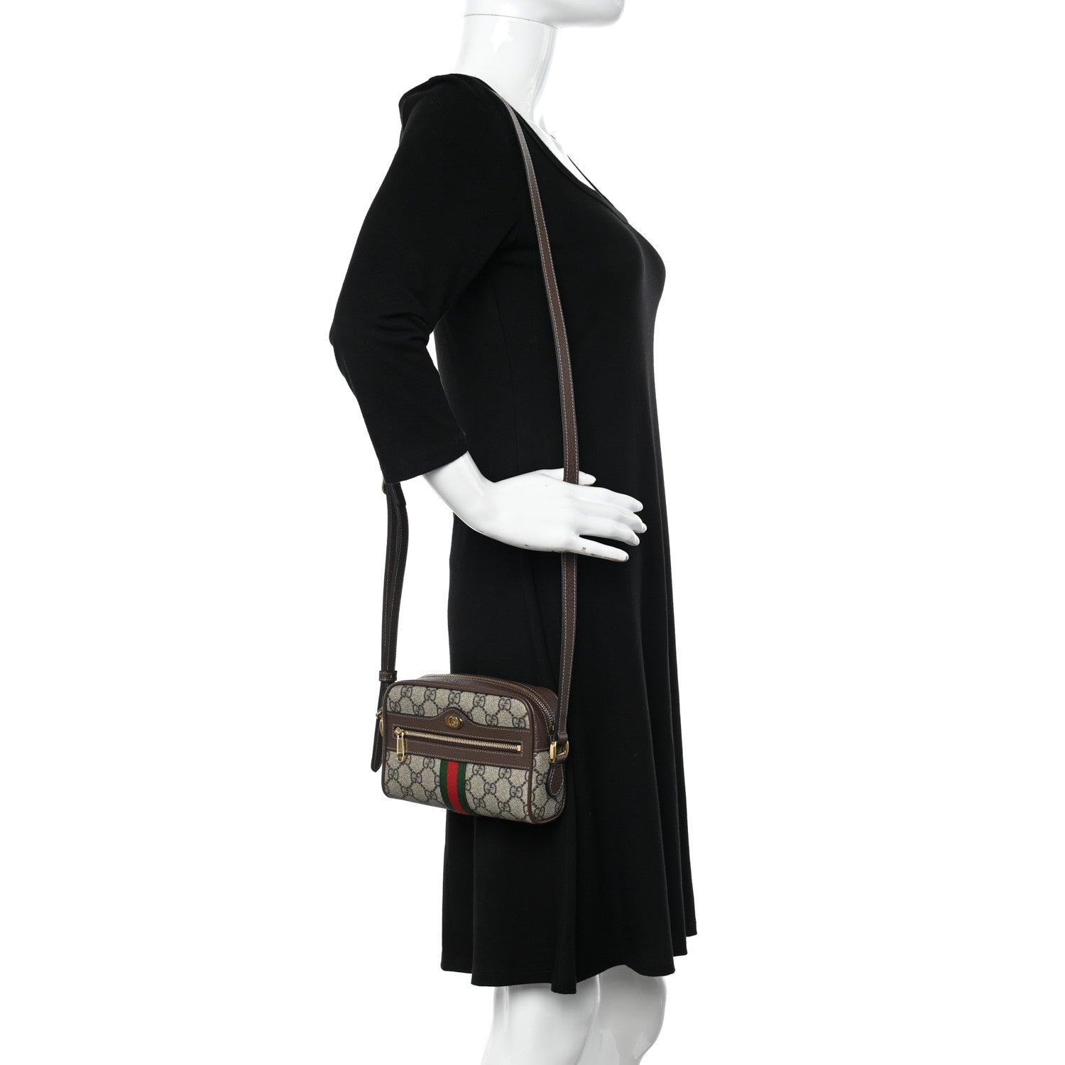 Gucci GG Supreme Monogram Web Mini Ophidia Shoulder Bag Brown 2 of 11