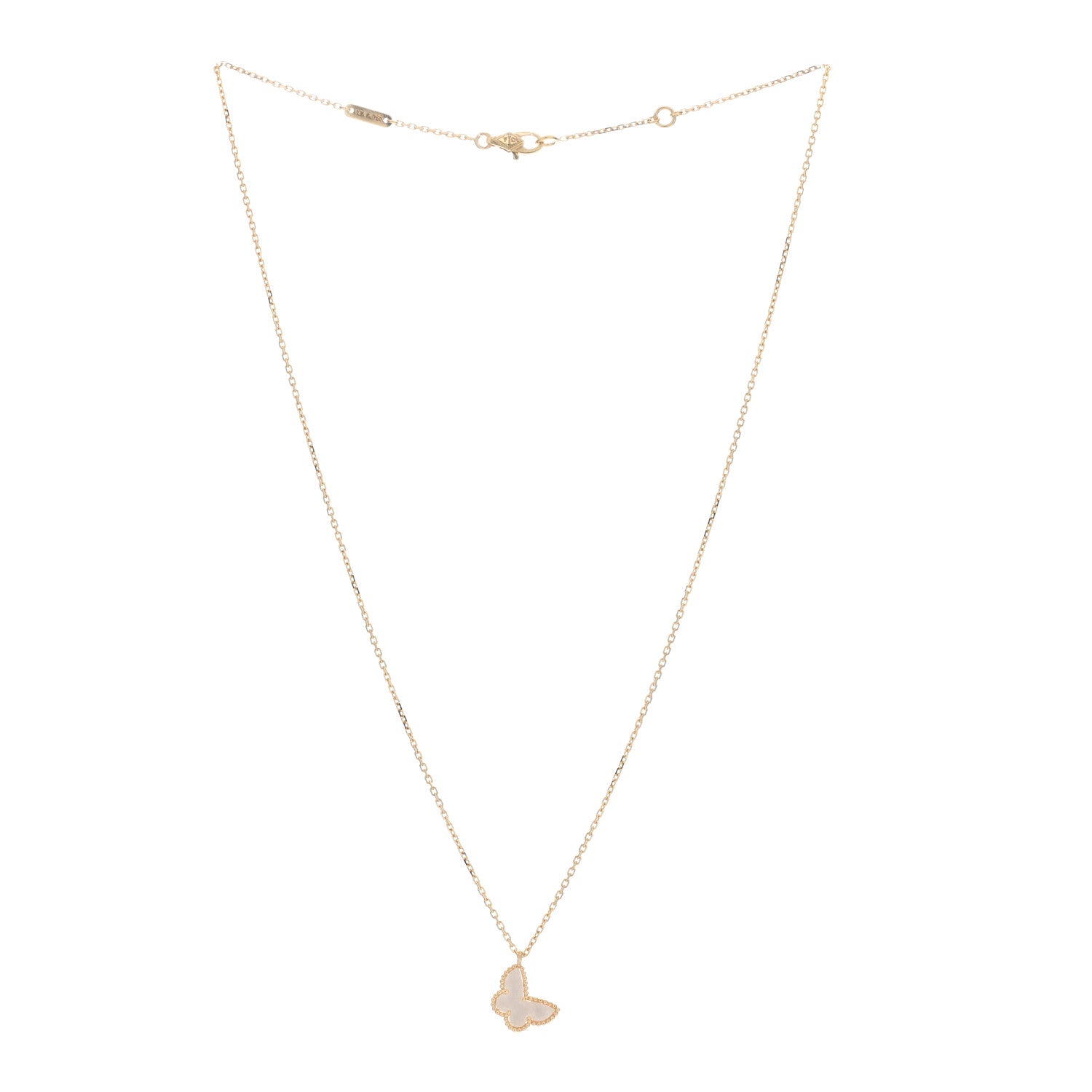 Van Cleef & Arpels VAN CLEEF & ARPELS 18K Yellow Gold Mother of Pearl Sweet Alhambra Butterfly Pendant Necklace 2 of 4