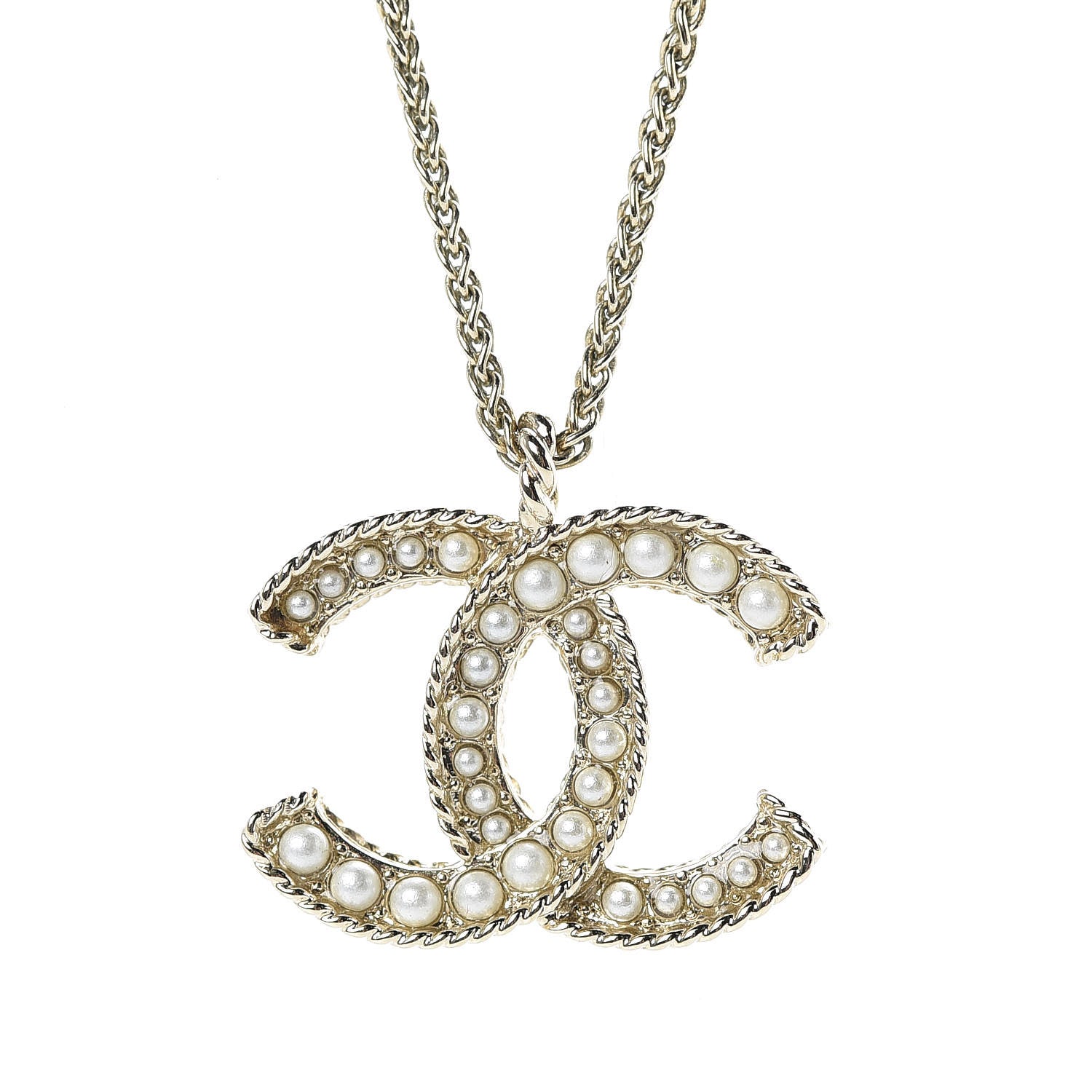 Chanel Pearl CC Pendant Necklace Gold 4 of 6
