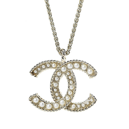 Chanel Pearl CC Pendant Necklace Gold 4 of 6
