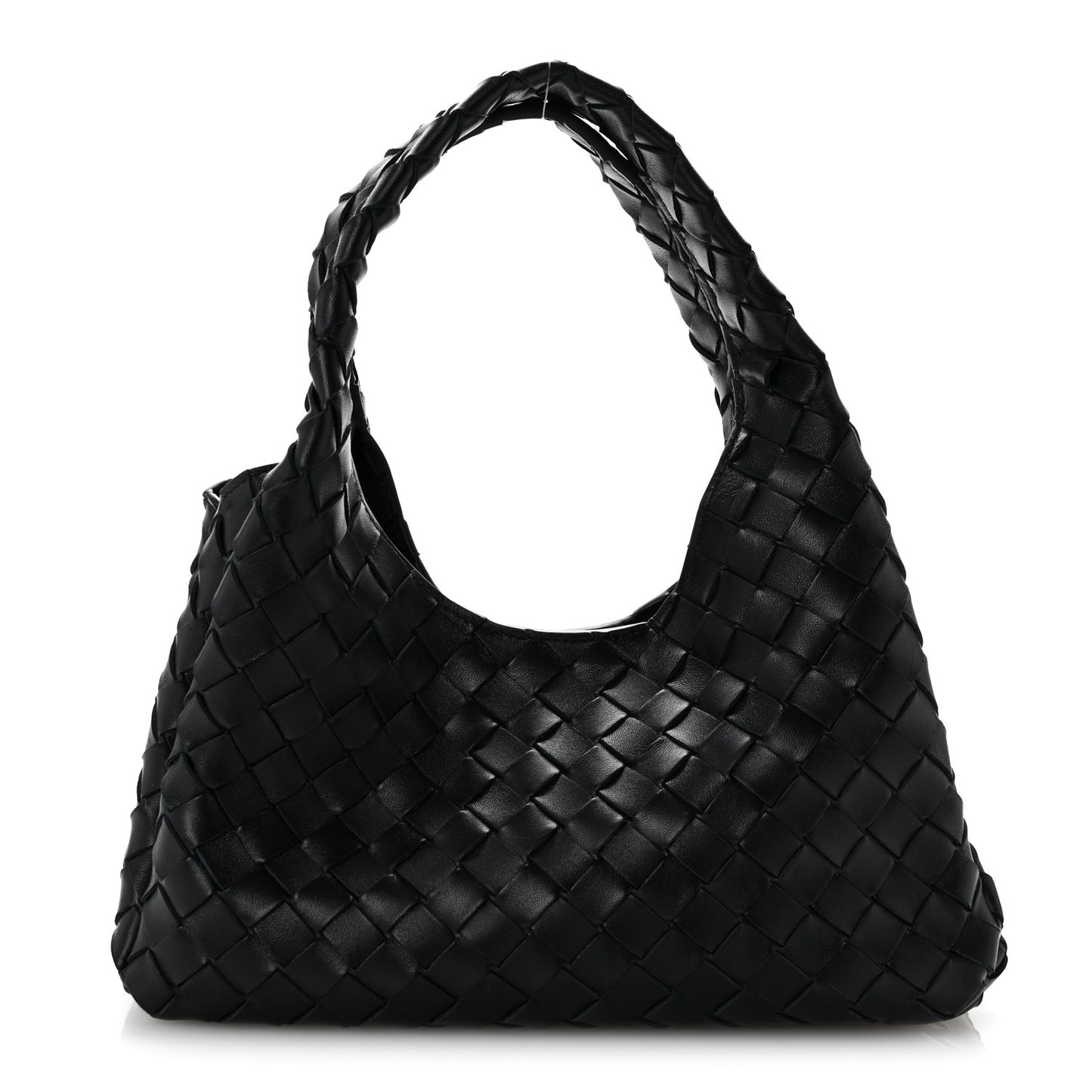 Nappa Intrecciato Small Campana Shoulder Bag Black
