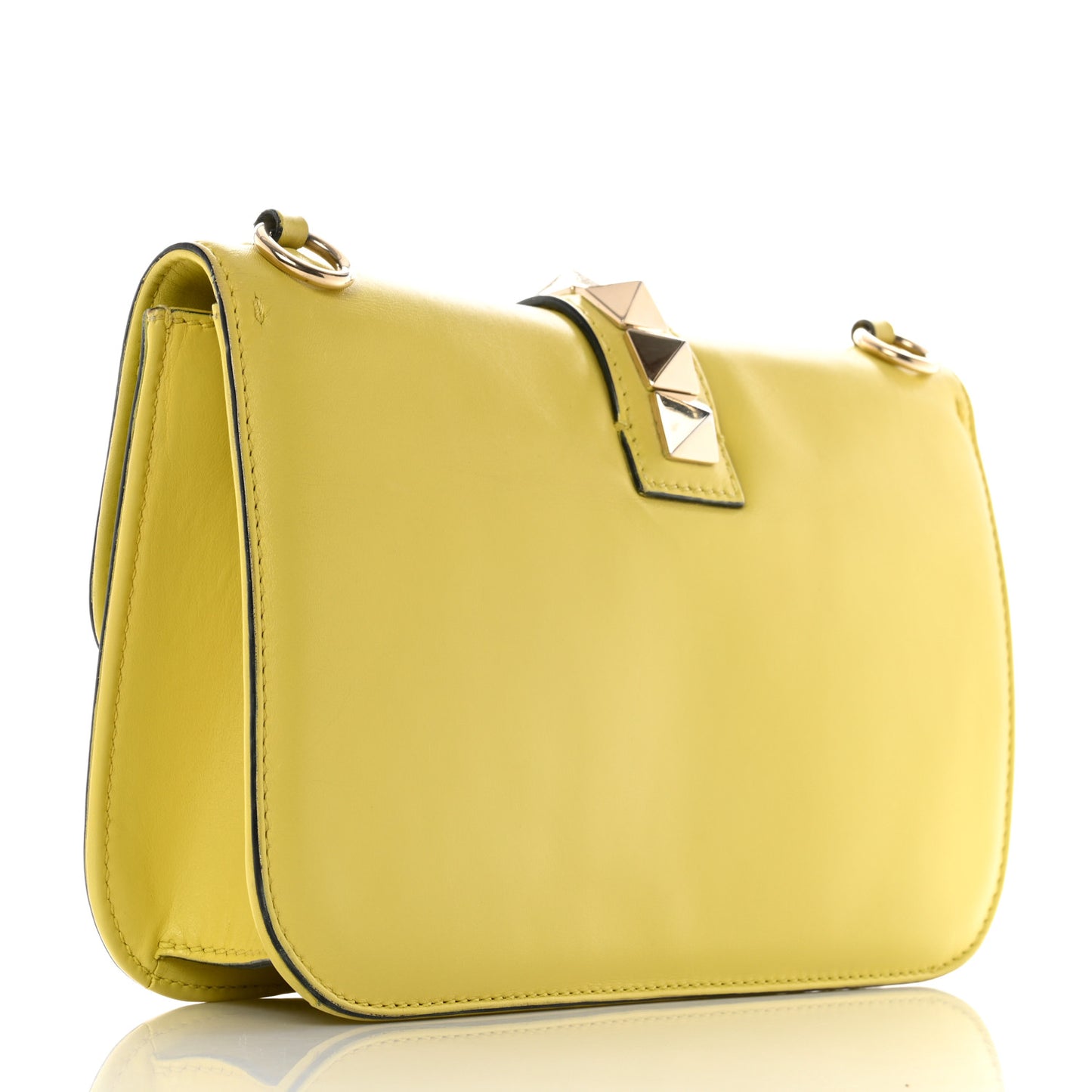 Vitello Medium Glam Lock Rockstud Flap Naples Yellow