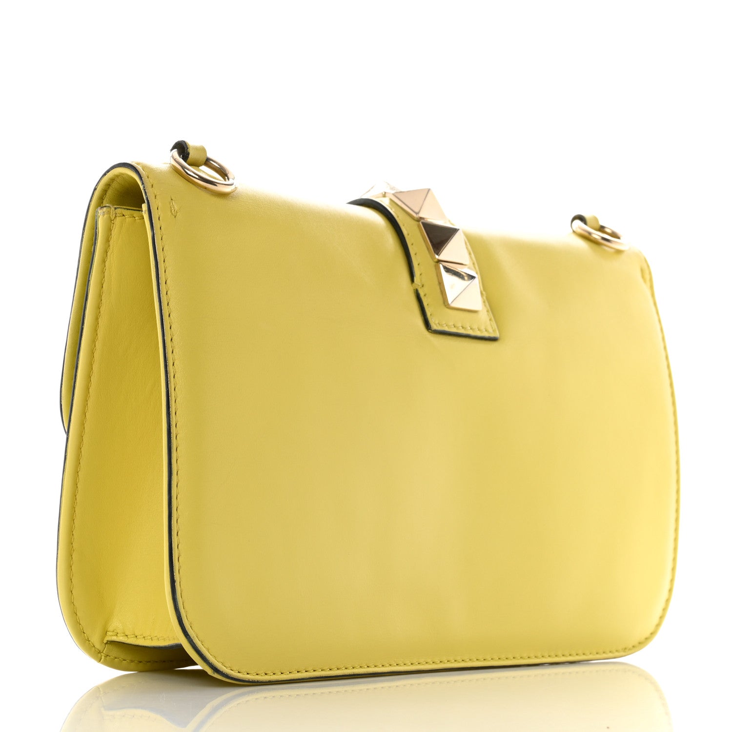 Valentino Garavani Vitello Medium Glam Lock Rockstud Flap Naples Yellow 2 of 15