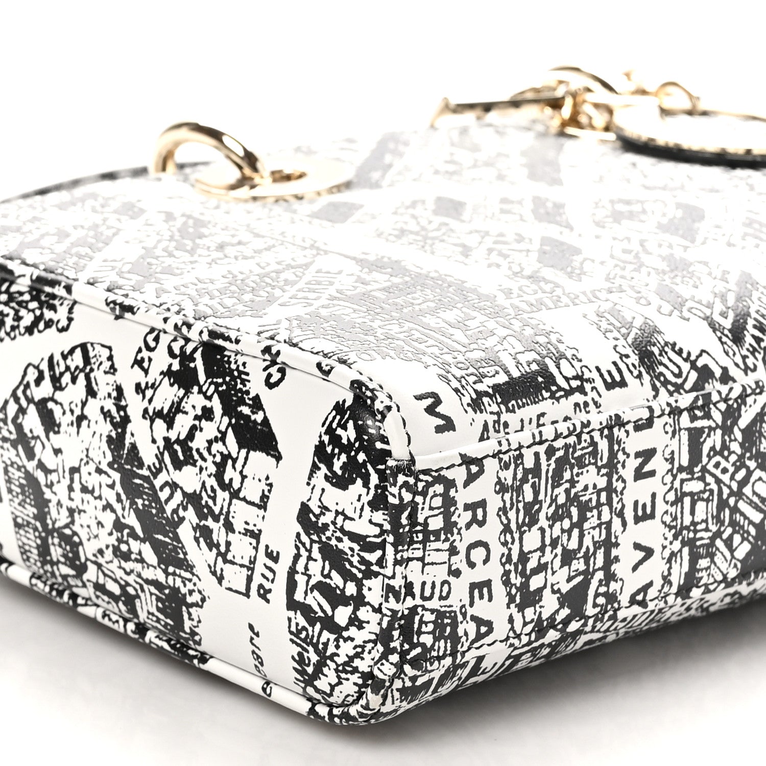 Christian Dior Calfskin Plan De Paris Printed Lady D-Joy White