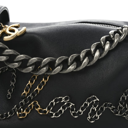 Chanel Calfskin Chain 20s Signature Hobo Black 7 of 9
