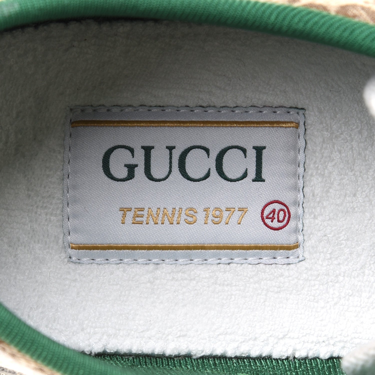 Gucci GG Monogram Web Womens 1977 Tennis Sneakers 40 Beige Ebony Mystic White 6 of 9