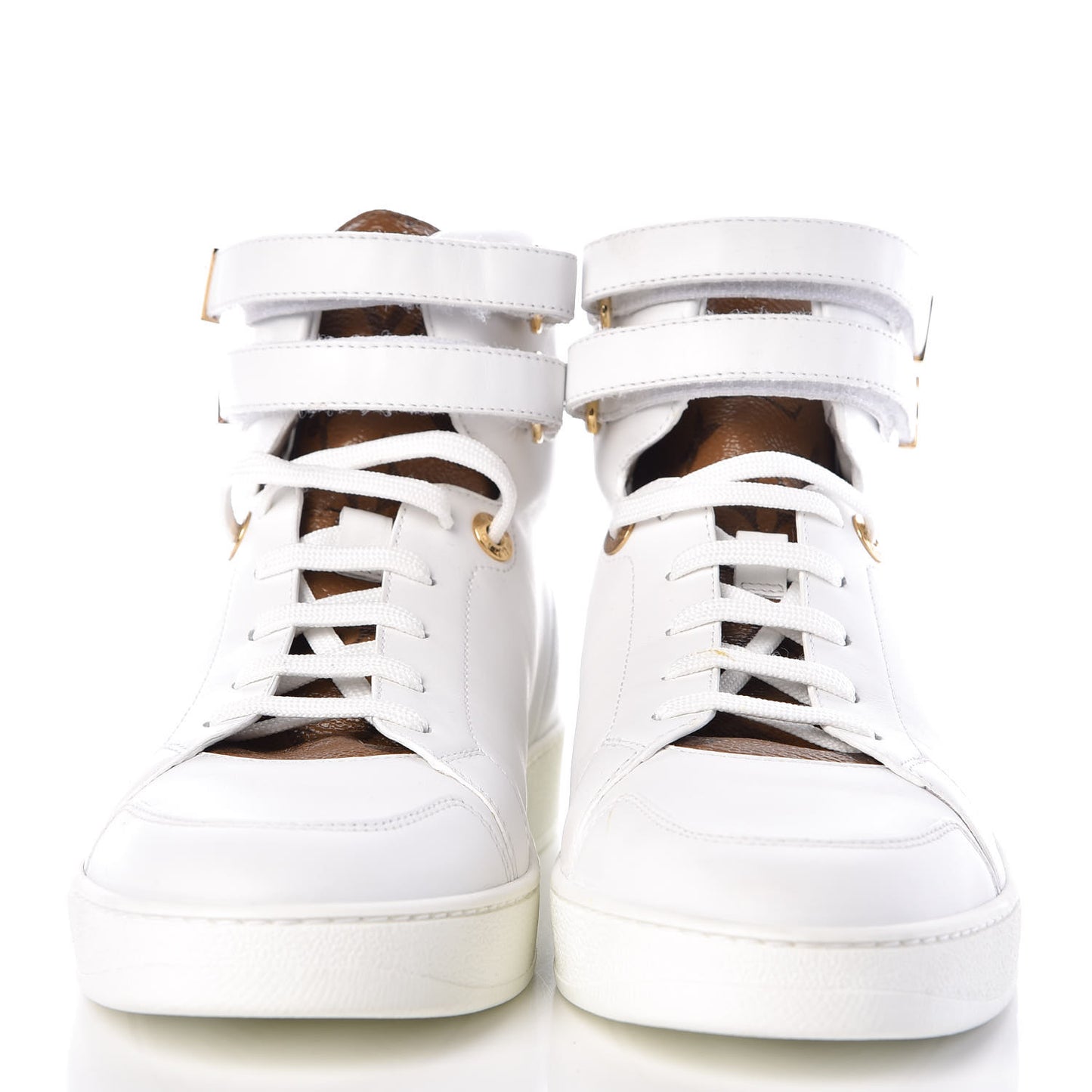 Calfskin Reverse Monogram Boombox High Top Sneakers 37.5 White