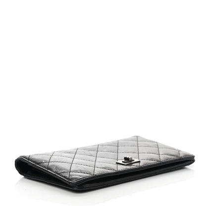 Chanel Patent Crumpled Calfskin Quilted Yen Reissue Wallet Black 4 of 9
