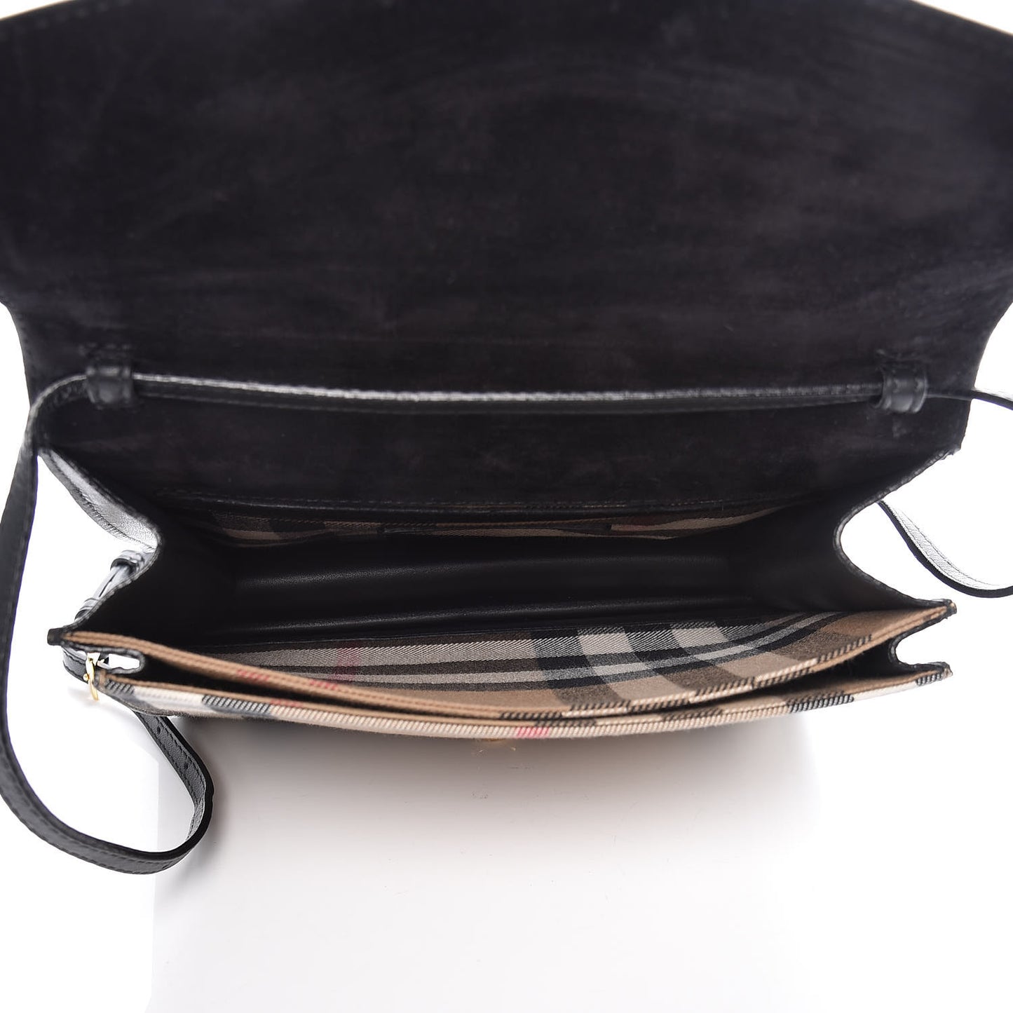 Calfskin House Check Small Macken Crossbody Bag Black
