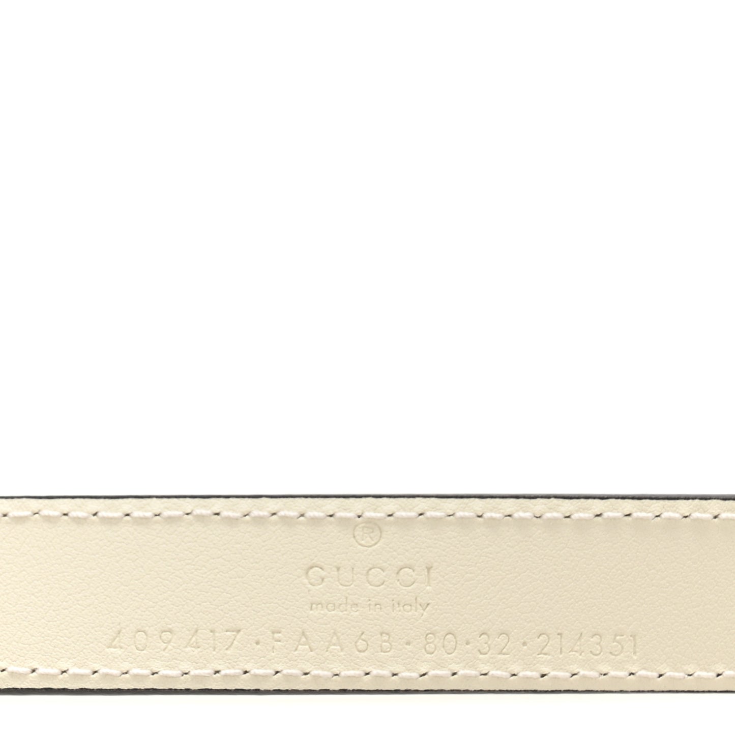 GG Supreme Monogram Plutone Calfskin Enamel Double G 20mm Belt 80 32 Beige Ebony Mystic White