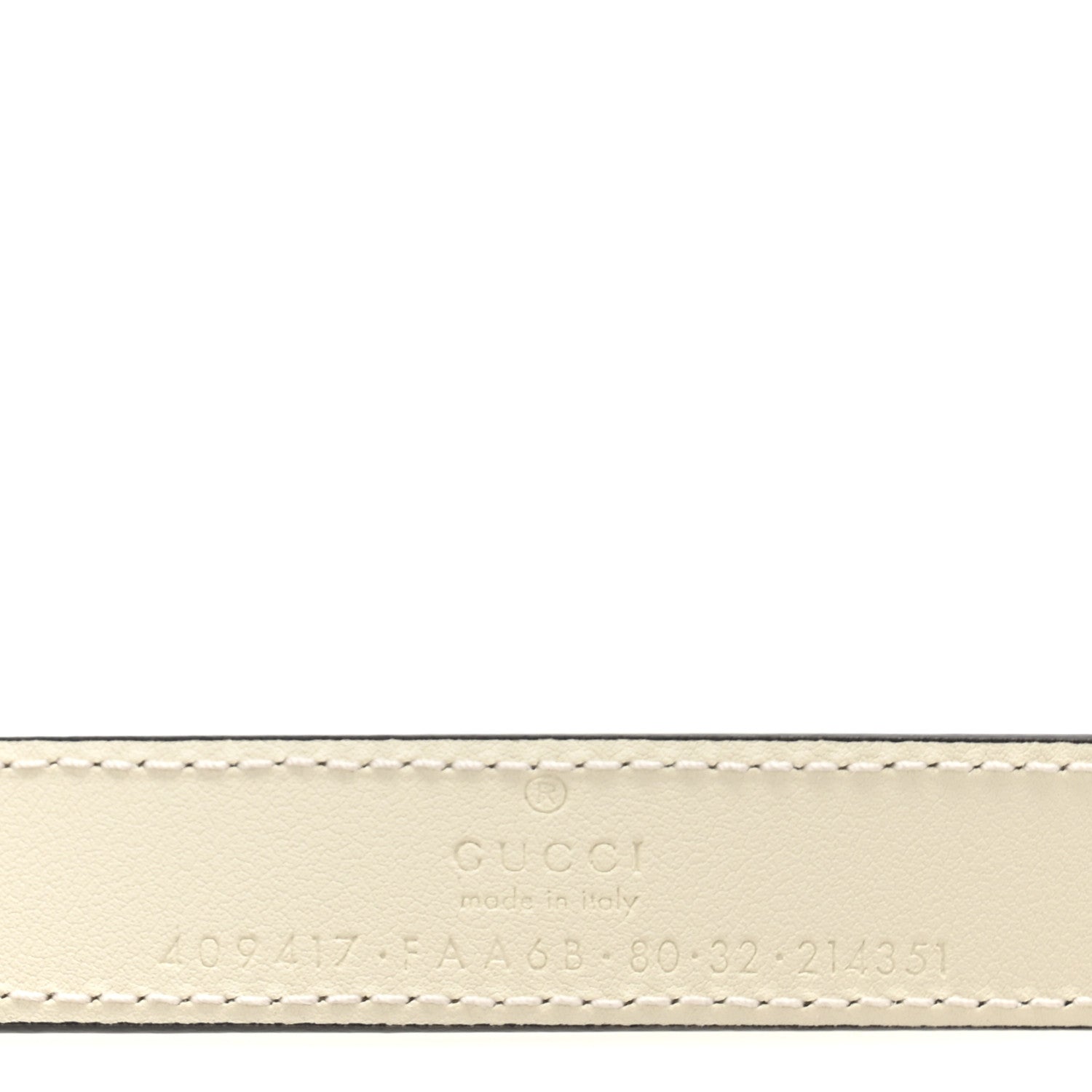 Gucci GG Supreme Monogram Plutone Calfskin Enamel Double G 20mm Belt 80 32 Beige Ebony Mystic White 5 of 5