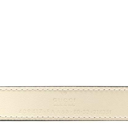 Gucci GG Supreme Monogram Plutone Calfskin Enamel Double G 20mm Belt 80 32 Beige Ebony Mystic White 5 of 5