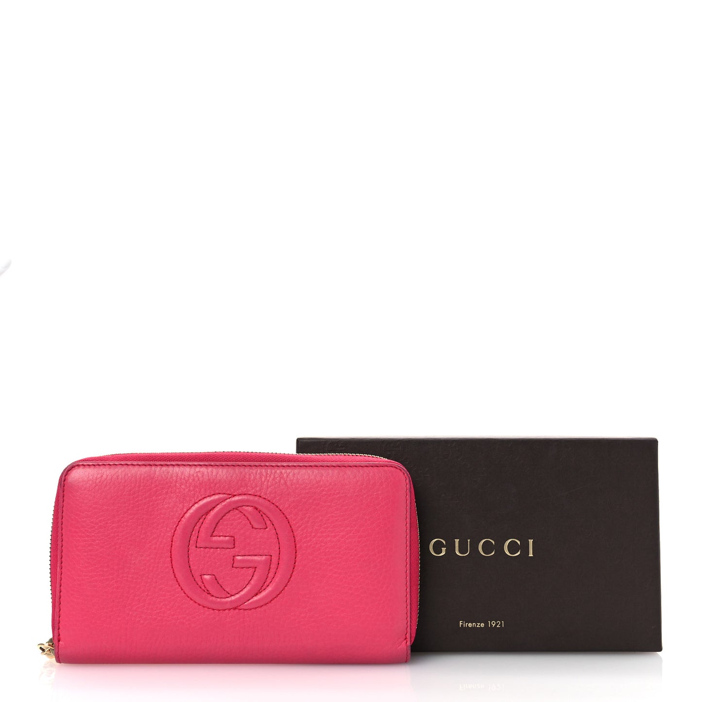 Pebbled Calfskin Soho Zip Around Wallet Pink